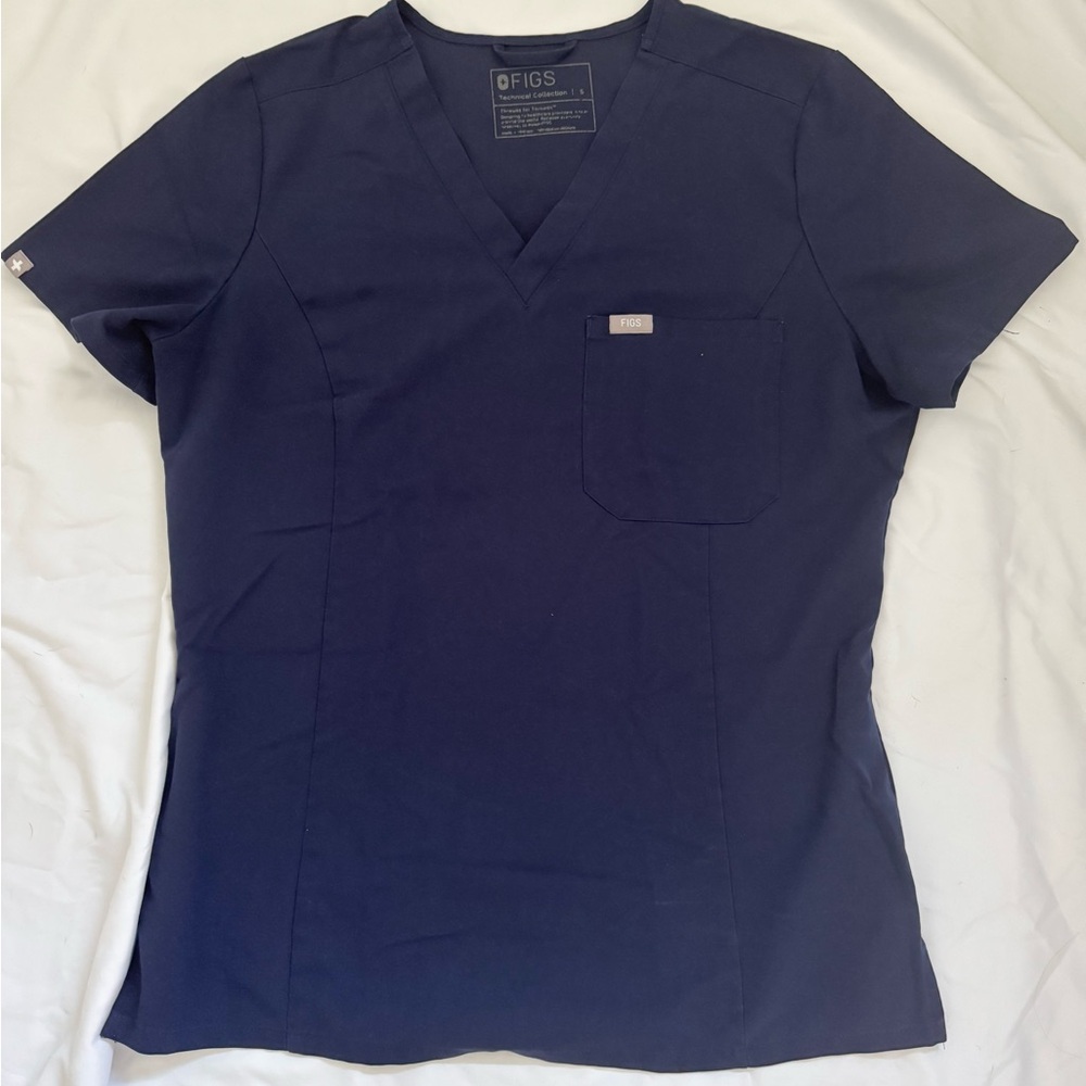 Figs Women's Scrub Deep Blue Navy Short Sleeve Top